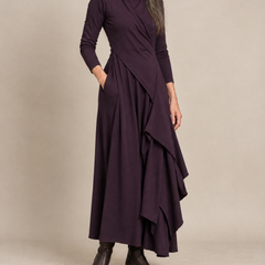 Hazel Draped Roll Neck Maxi Dress side view