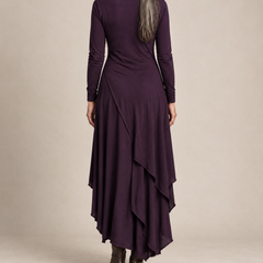 Hazel Draped Roll Neck Maxi Dress back view