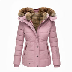 Heather Padded Winter Coat with Fur-Look Hood