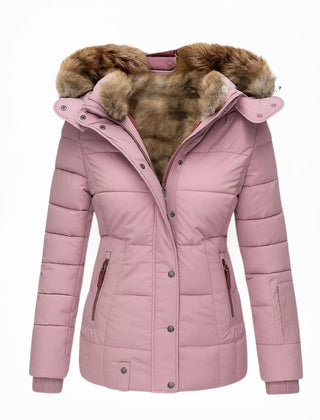Heather Padded Winter Coat with Fur-Look Hood