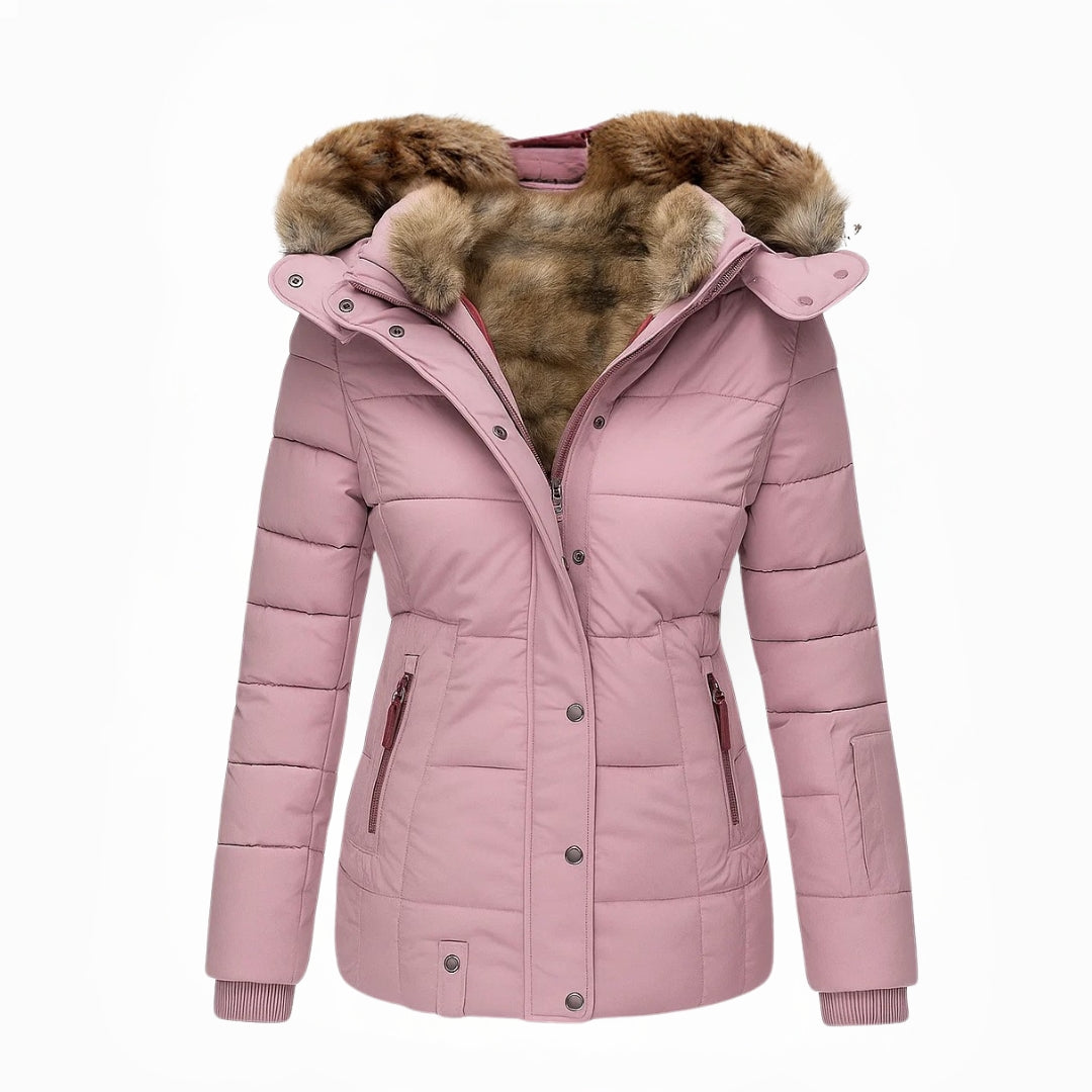 Heather Padded Winter Coat with Fur-Look Hood