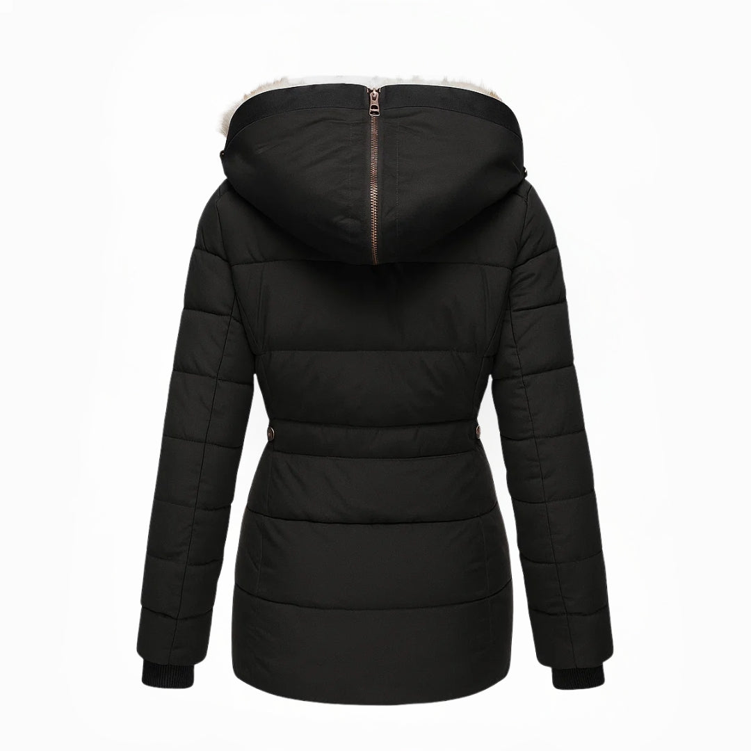 Heather Padded Winter Coat with Fur-Look Hood