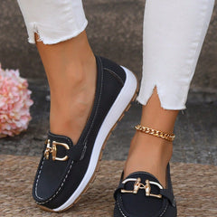 Jackie | Gold Buckle Comfort Loafers