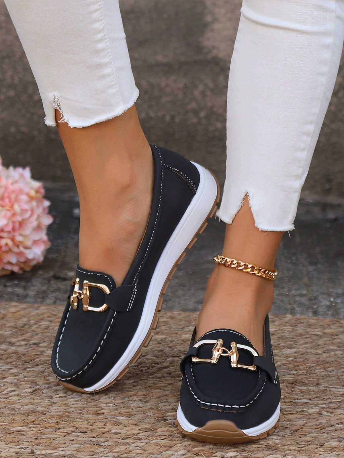 Jackie | Gold Buckle Comfort Loafers