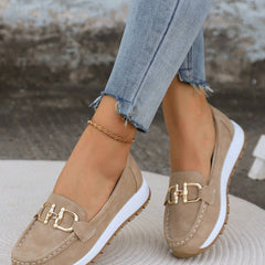 Jackie | Gold Buckle Comfort Loafers