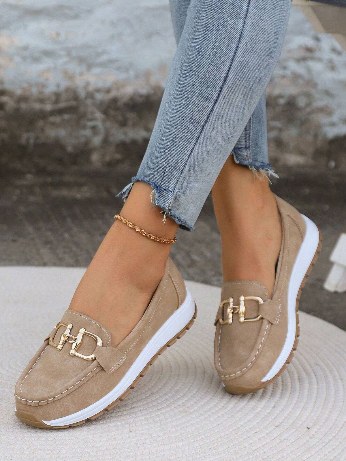Jackie | Gold Buckle Comfort Loafers