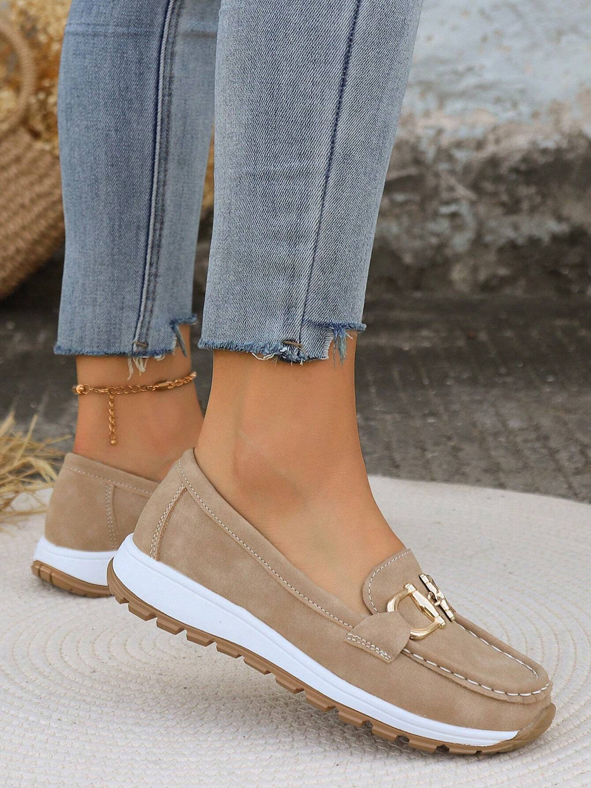 Jackie | Gold Buckle Comfort Loafers