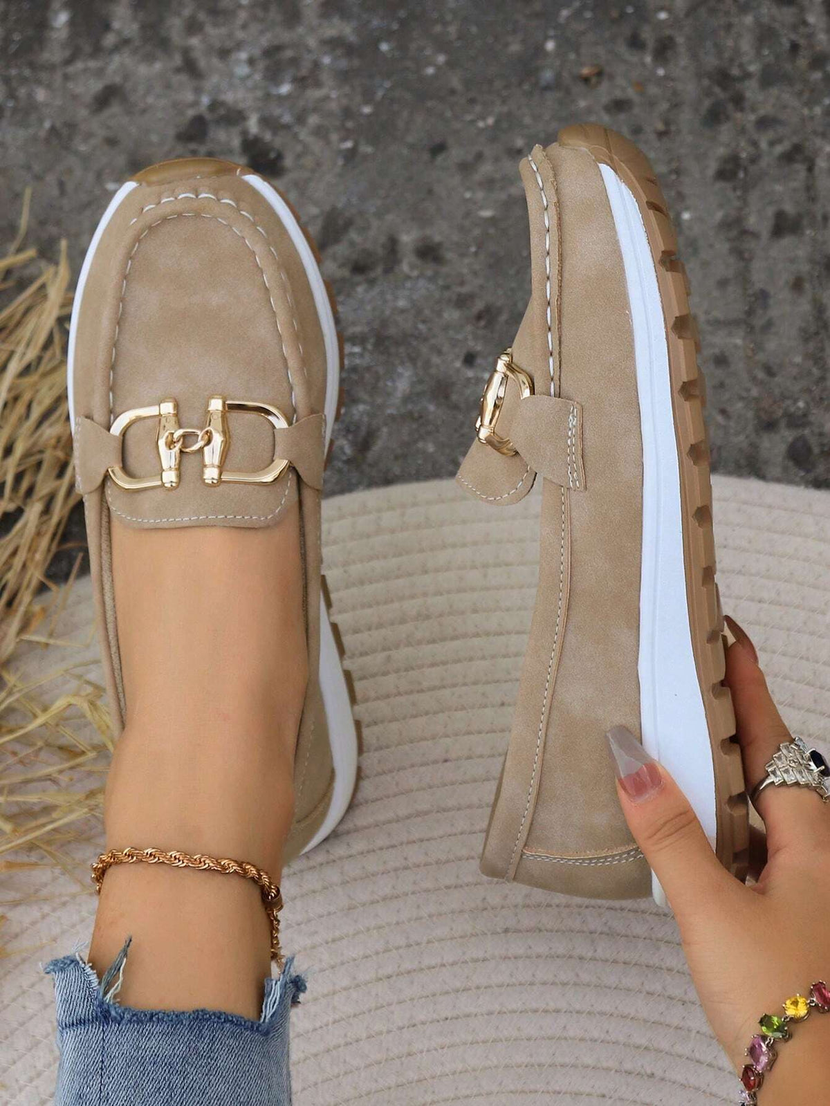 Jackie | Gold Buckle Comfort Loafers