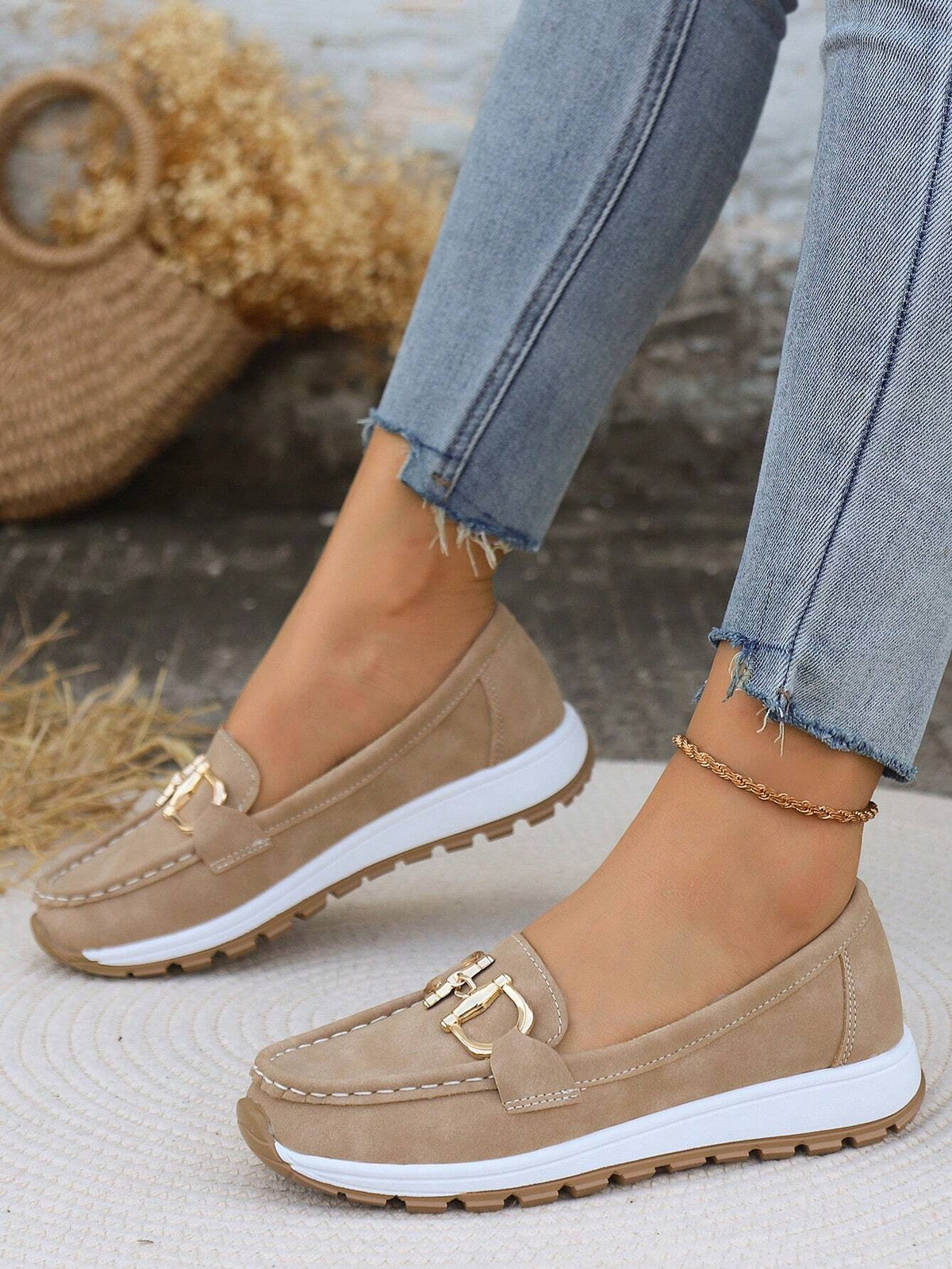 Jackie | Gold Buckle Comfort Loafers