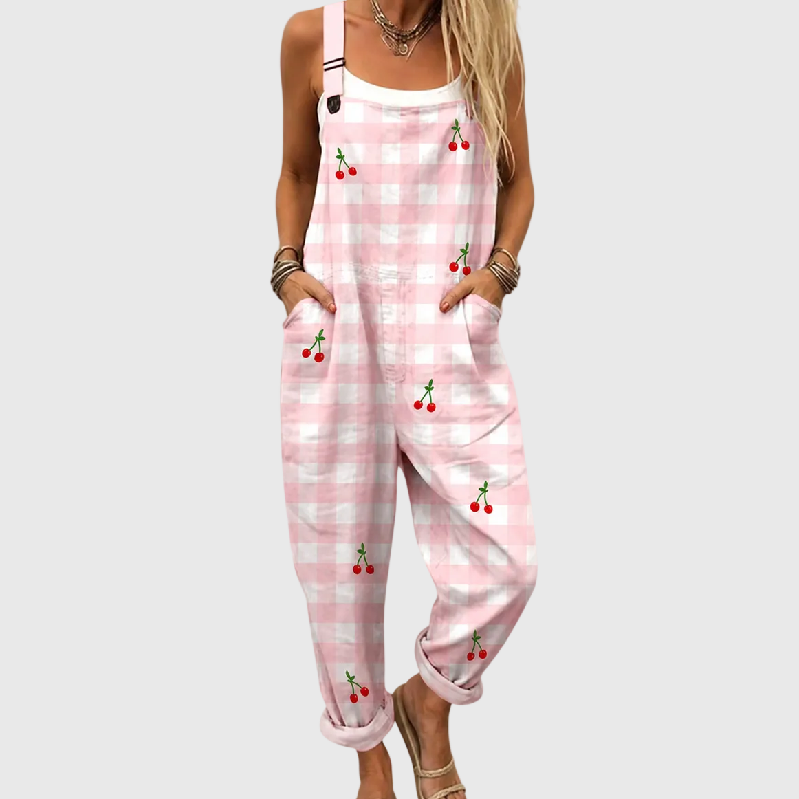 CHERRY PICNIC JUMPSUIT