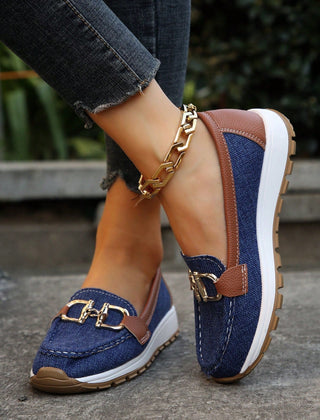 Jackie | Gold Buckle Comfort Loafers