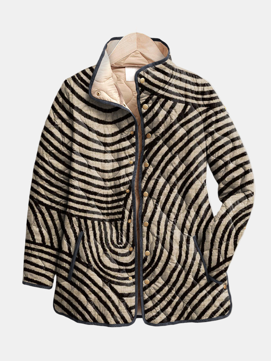 Lisa Swirl Print Quilted Stand Collar Jacket
