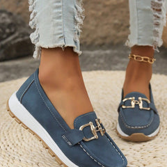 Jackie | Gold Buckle Comfort Loafers