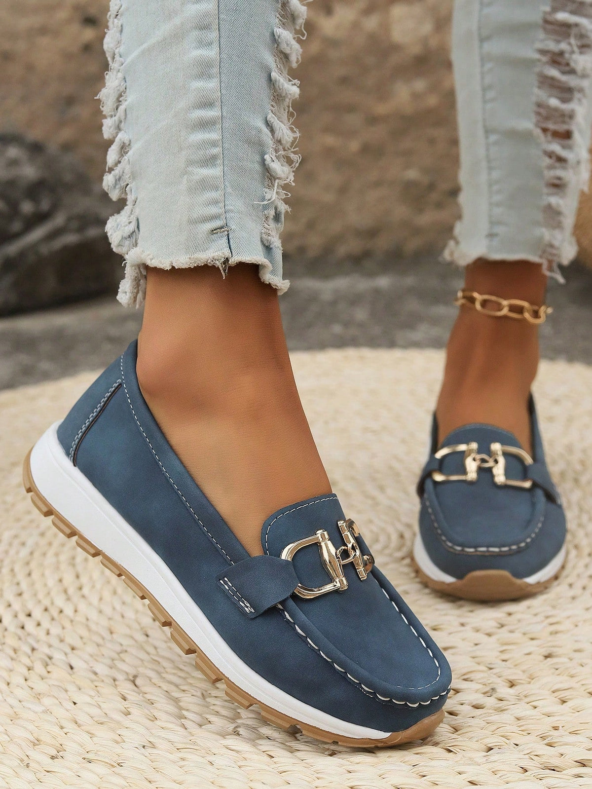 Jackie | Gold Buckle Comfort Loafers