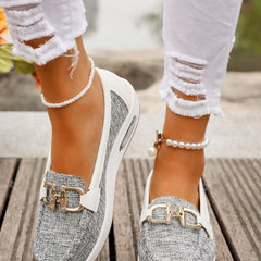 Jackie | Gold Buckle Comfort Loafers