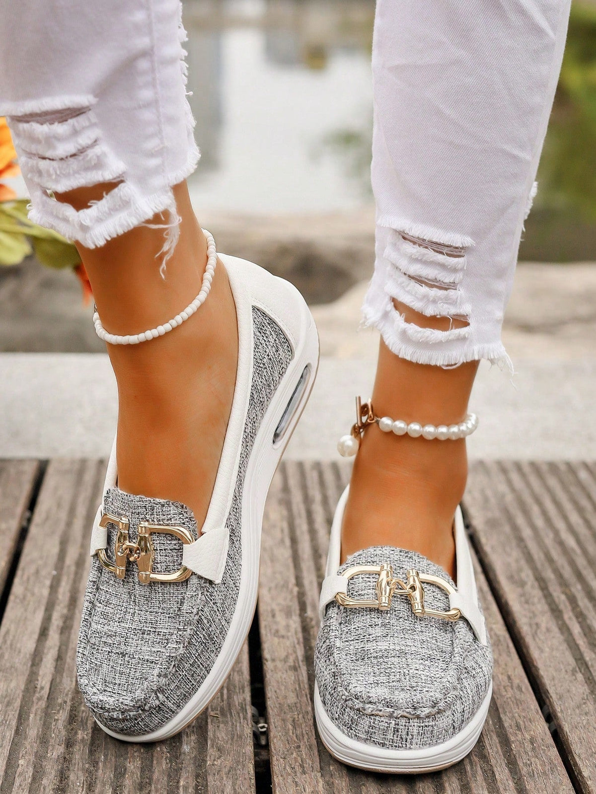 Jackie | Gold Buckle Comfort Loafers