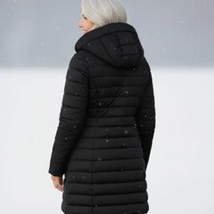 Doris | Long Quilted Coat with Fleece-Look Hood