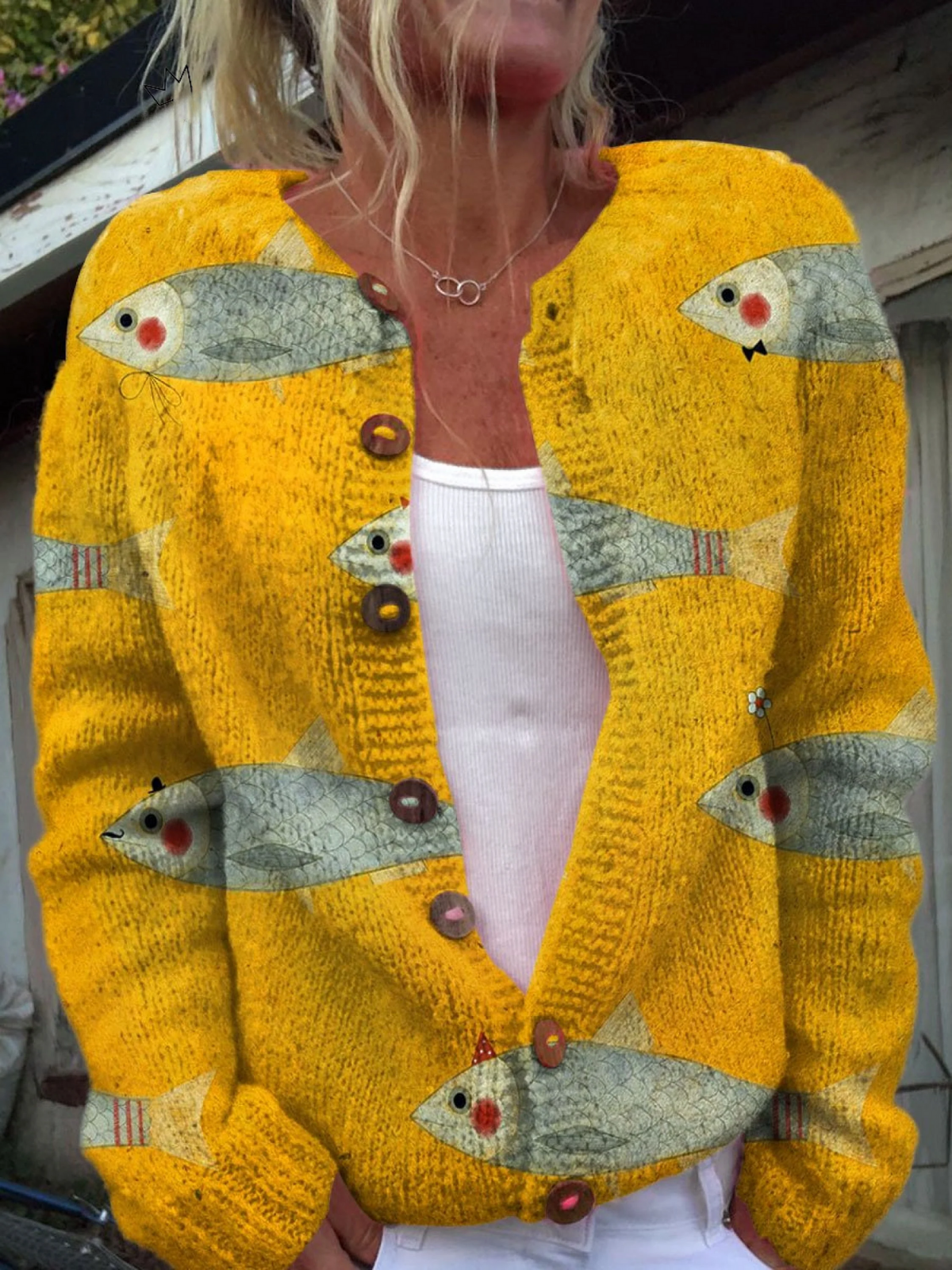 Marina™ | Playful Fish Button Cardigan | BER 1.48