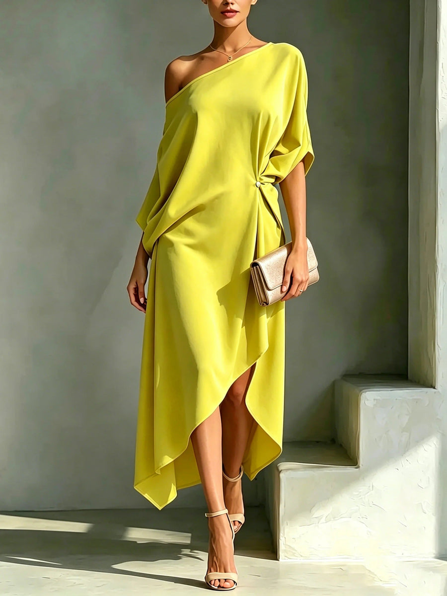 Camille™ | Graceful One-Shoulder Midi Dress