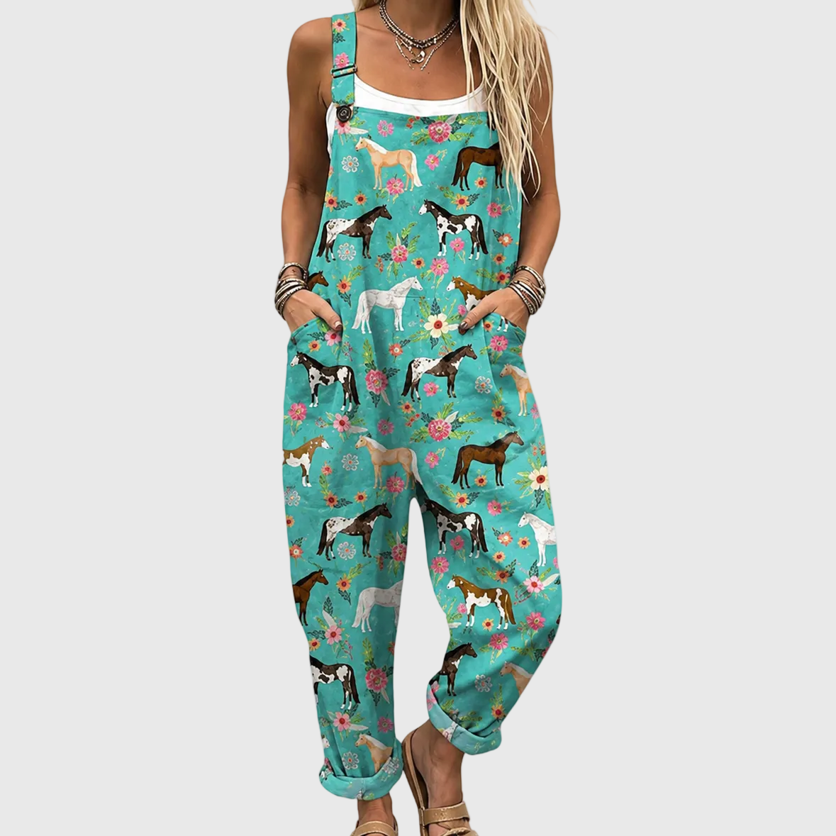 FLOWERED HORSES OVERALL