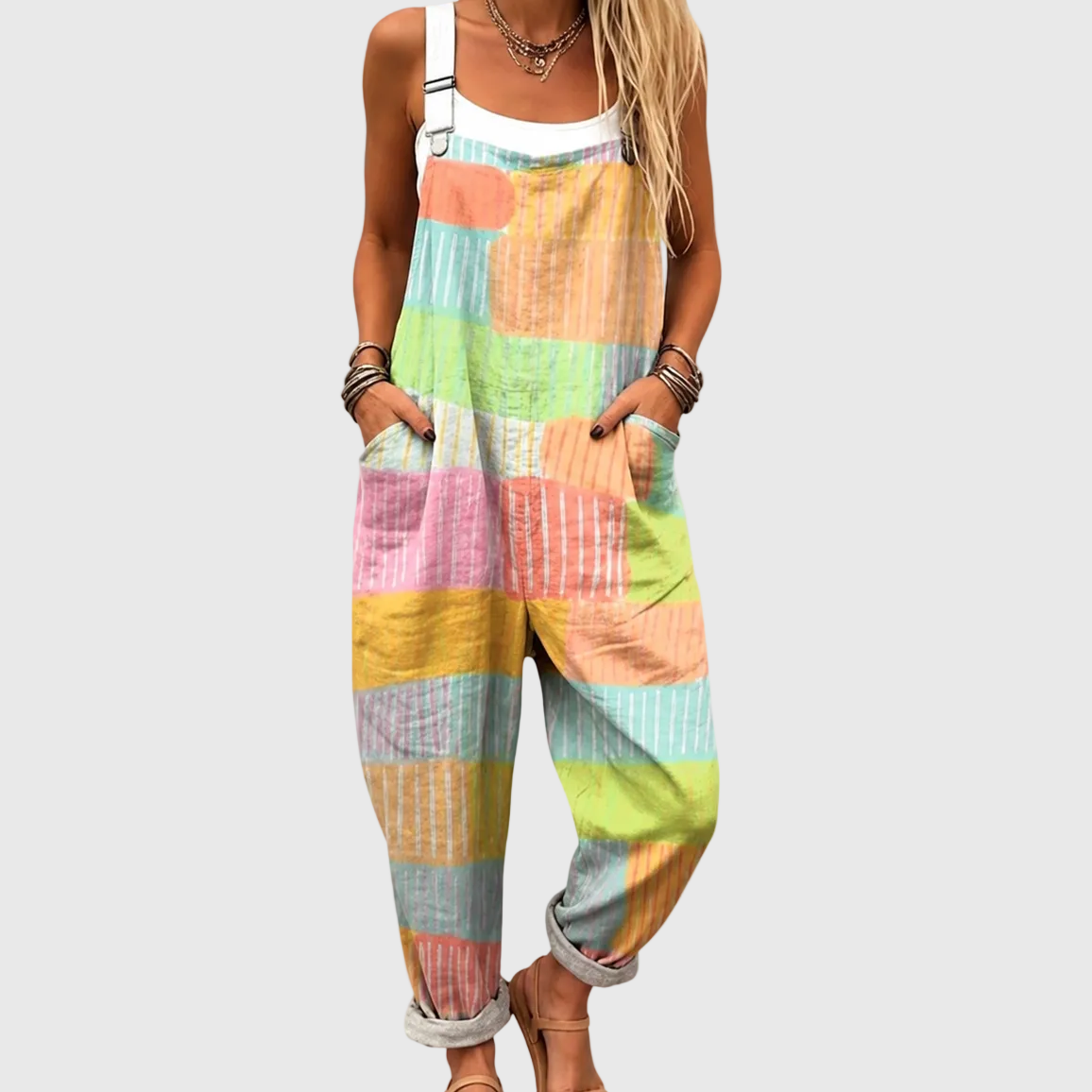 PASTEL PATCHWORK DUNGAREES COMFORT