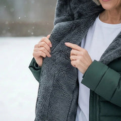 Doris | Long Quilted Coat with Fleece-Look Hood
