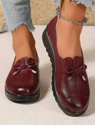 Anita Bow Detail Comfort Loafers in Red