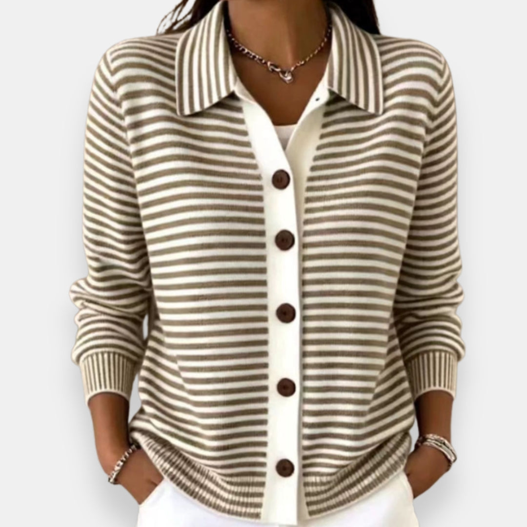 Margaret™ | Timeless Stripe Collared Knit