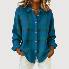 Elspeth Heritage Check Collared Knit Cardigan