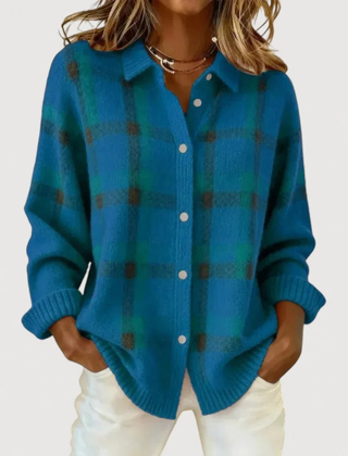Elspeth Heritage Check Collared Knit Cardigan