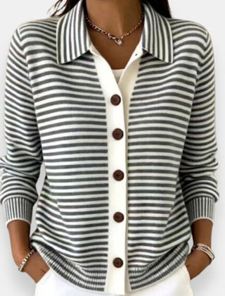 Bridget Striped Collared Cardigan