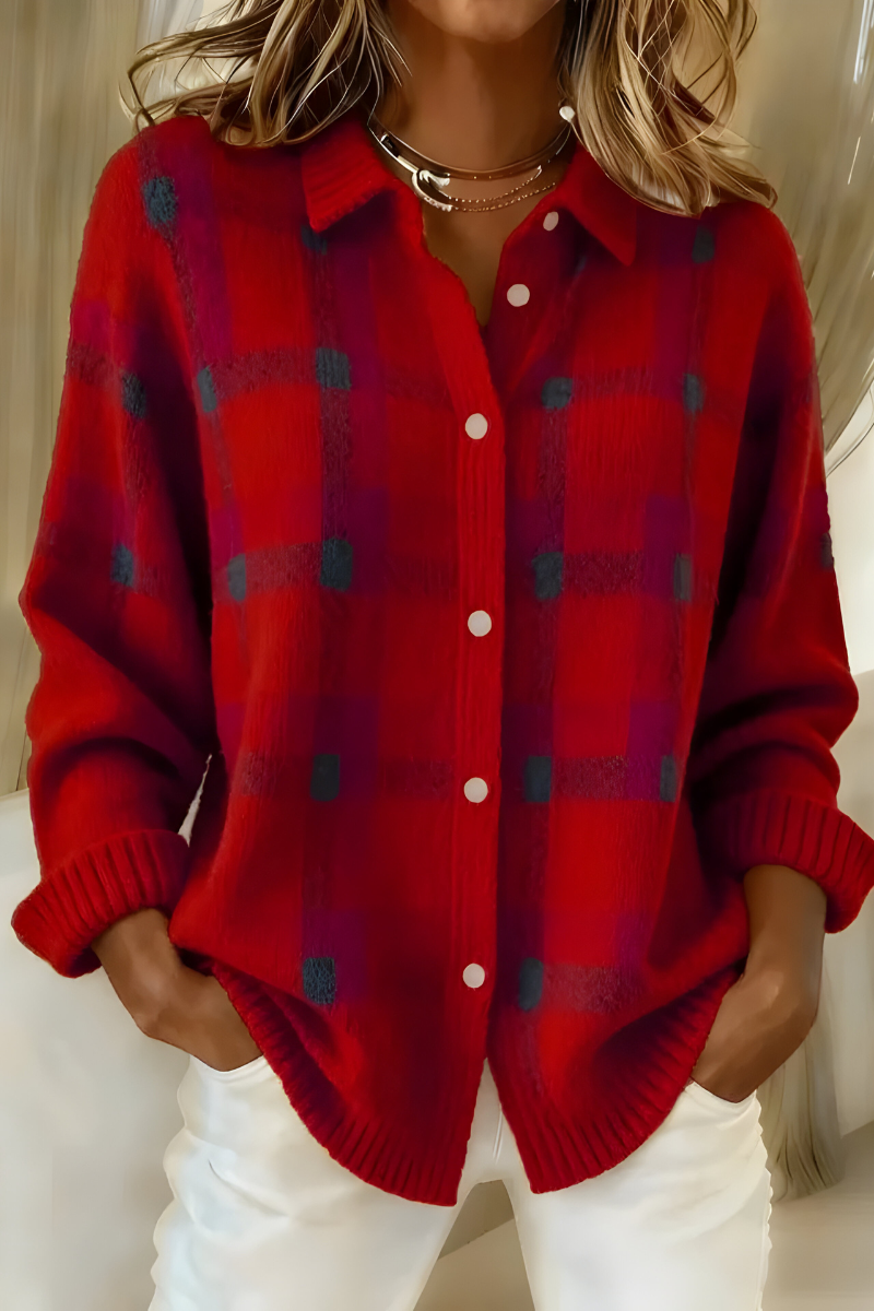 Florence™ | Autumn Check Button Knit