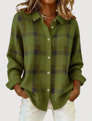 Elspeth Heritage Check Collared Knit Cardigan