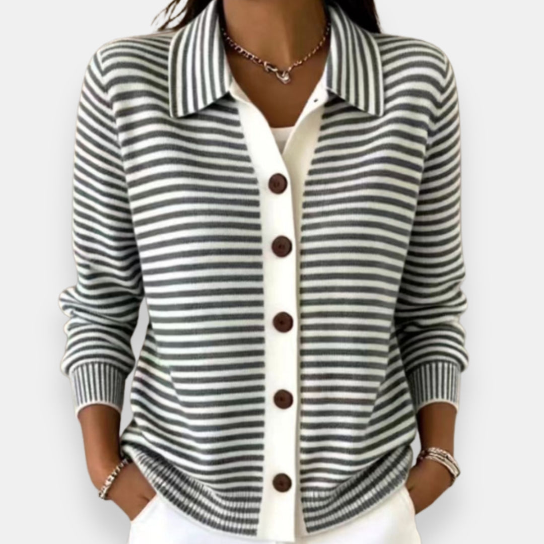 Margaret™ | Timeless Stripe Collared Knit