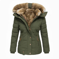 Heather Padded Winter Coat with Fur-Look Hood