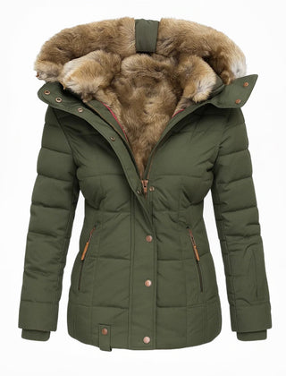 Heather Padded Winter Coat with Fur-Look Hood