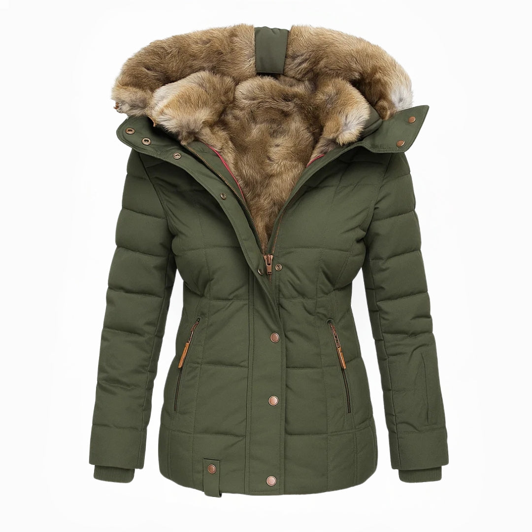Heather Padded Winter Coat with Fur-Look Hood