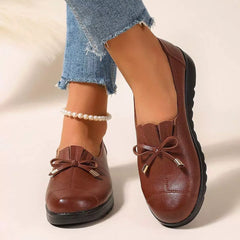 Anita Bow Detail Comfort Loafers in Brown
