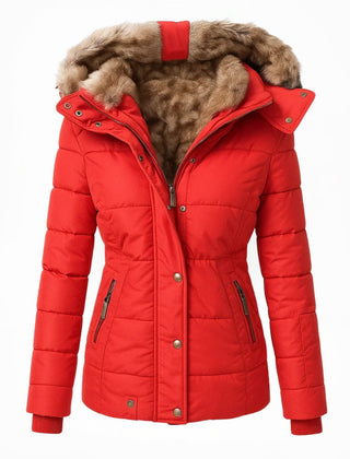 Heather Padded Winter Coat with Fur-Look Hood