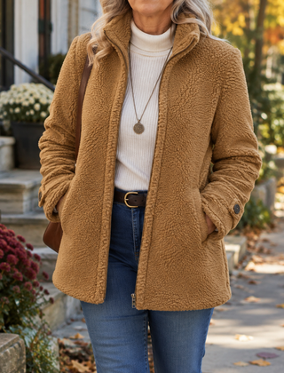 Joy Cosy Teddy Fleece Stand Collar Jacket