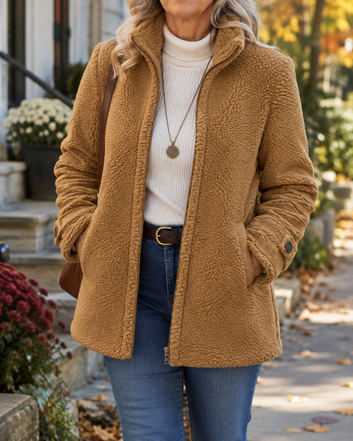 Joy Cosy Teddy Fleece Stand Collar Jacket