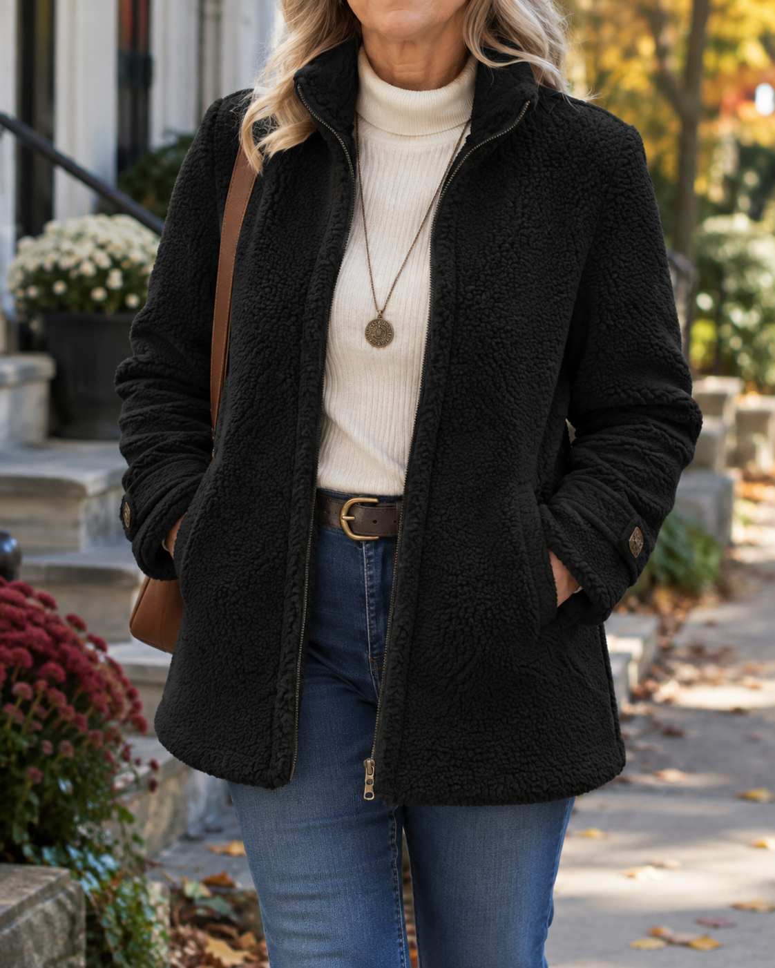 Joy Cosy Teddy Fleece Stand Collar Jacket