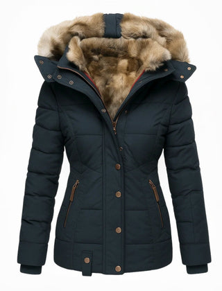 Heather Padded Winter Coat with Fur-Look Hood