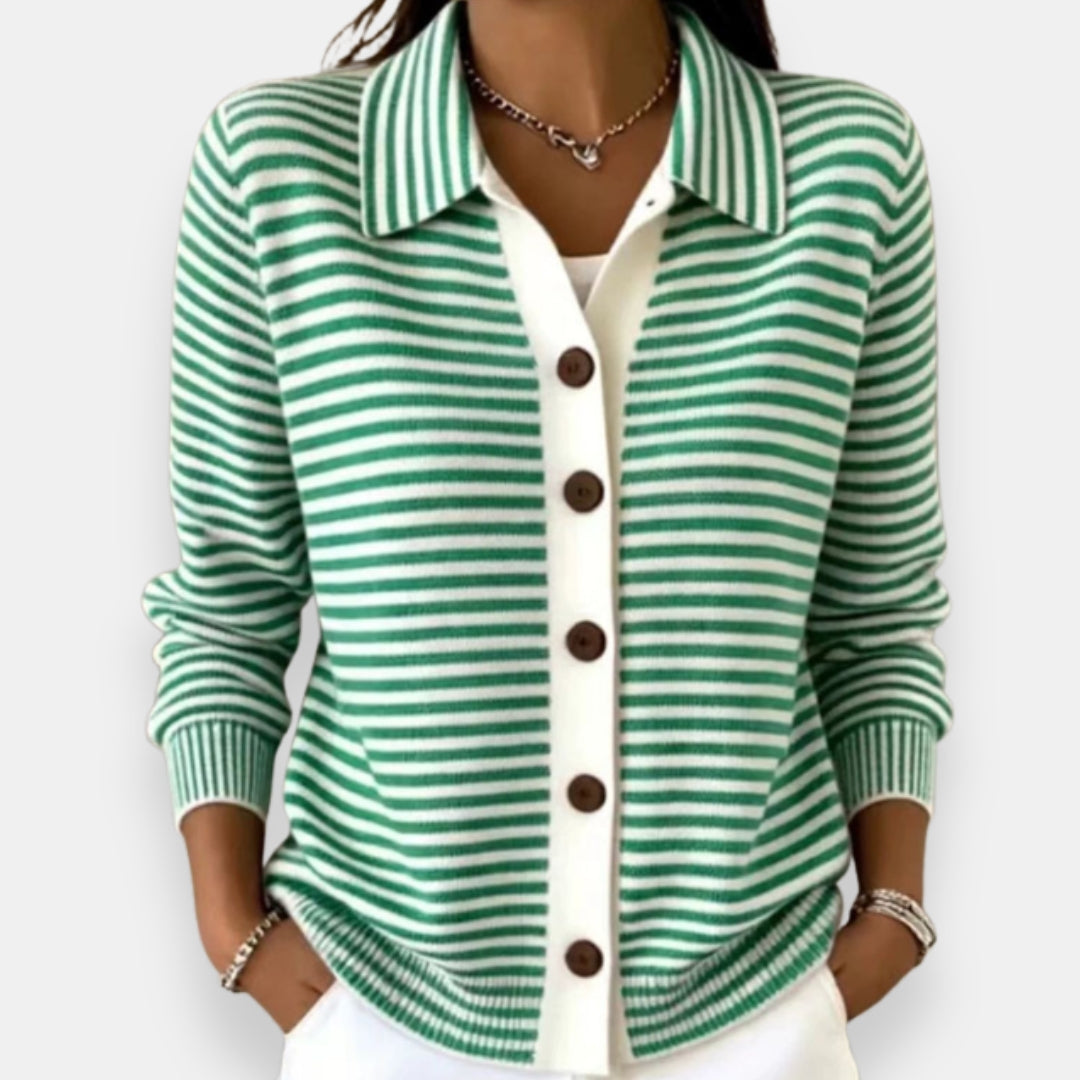 Margaret™ | Timeless Stripe Collared Knit