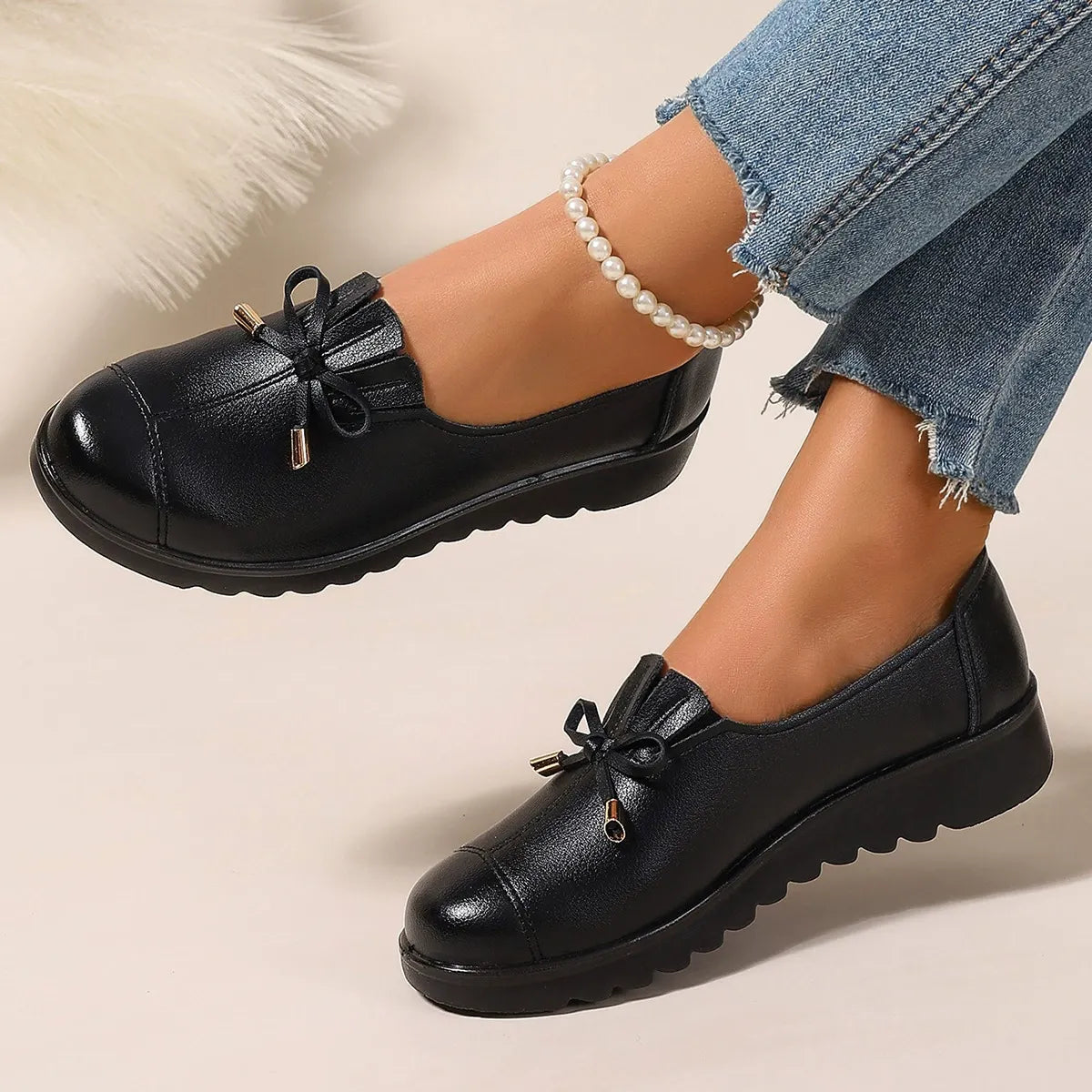 Anita Bow Detail Comfort Loafers
