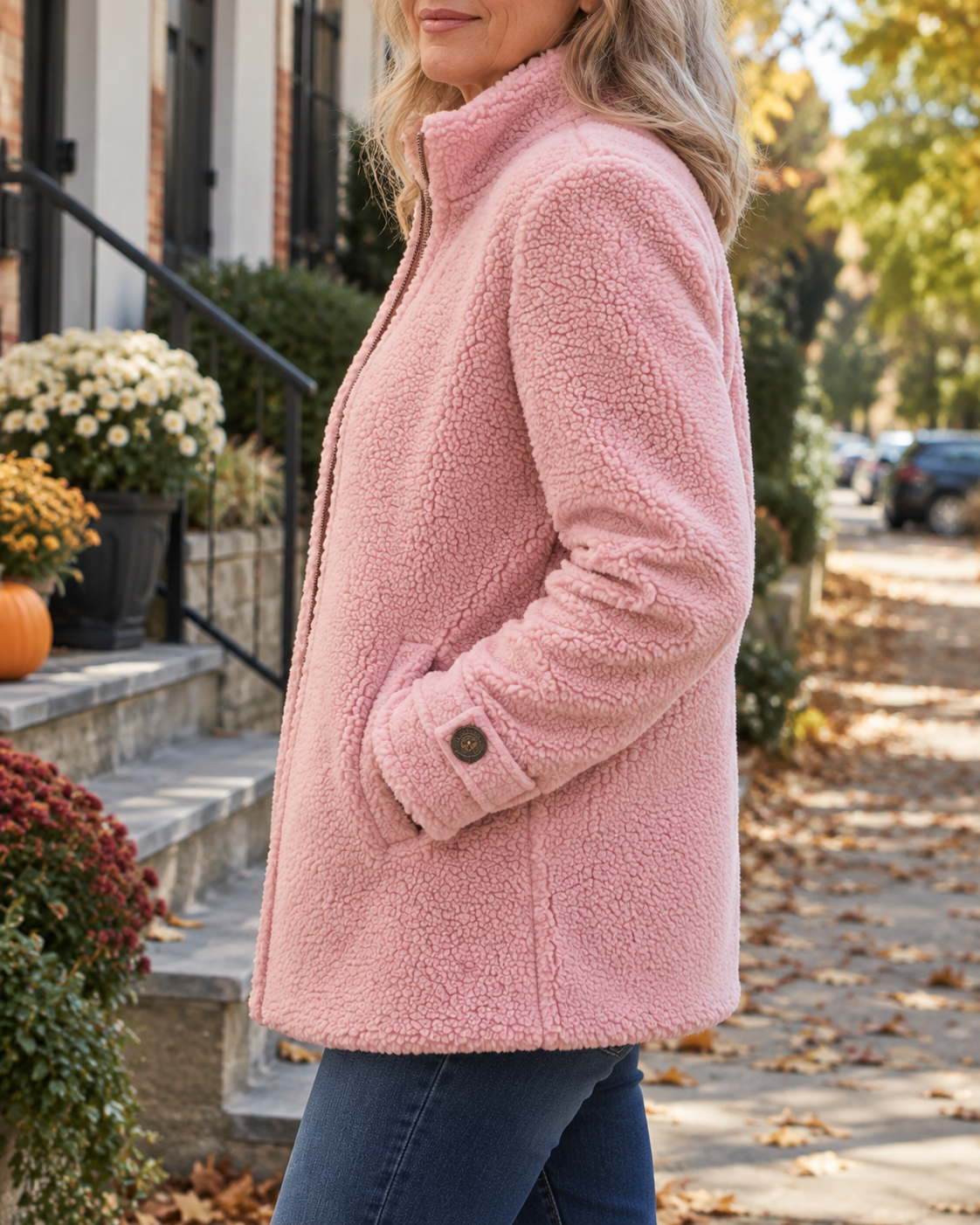 Joy Cosy Teddy Fleece Stand Collar Jacket