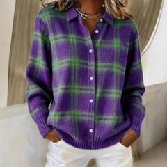 Elspeth Heritage Check Collared Knit Cardigan