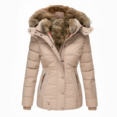 Heather Padded Winter Coat with Fur-Look Hood