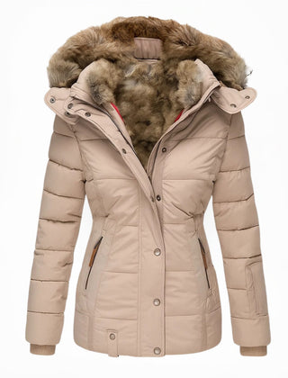Heather Padded Winter Coat with Fur-Look Hood