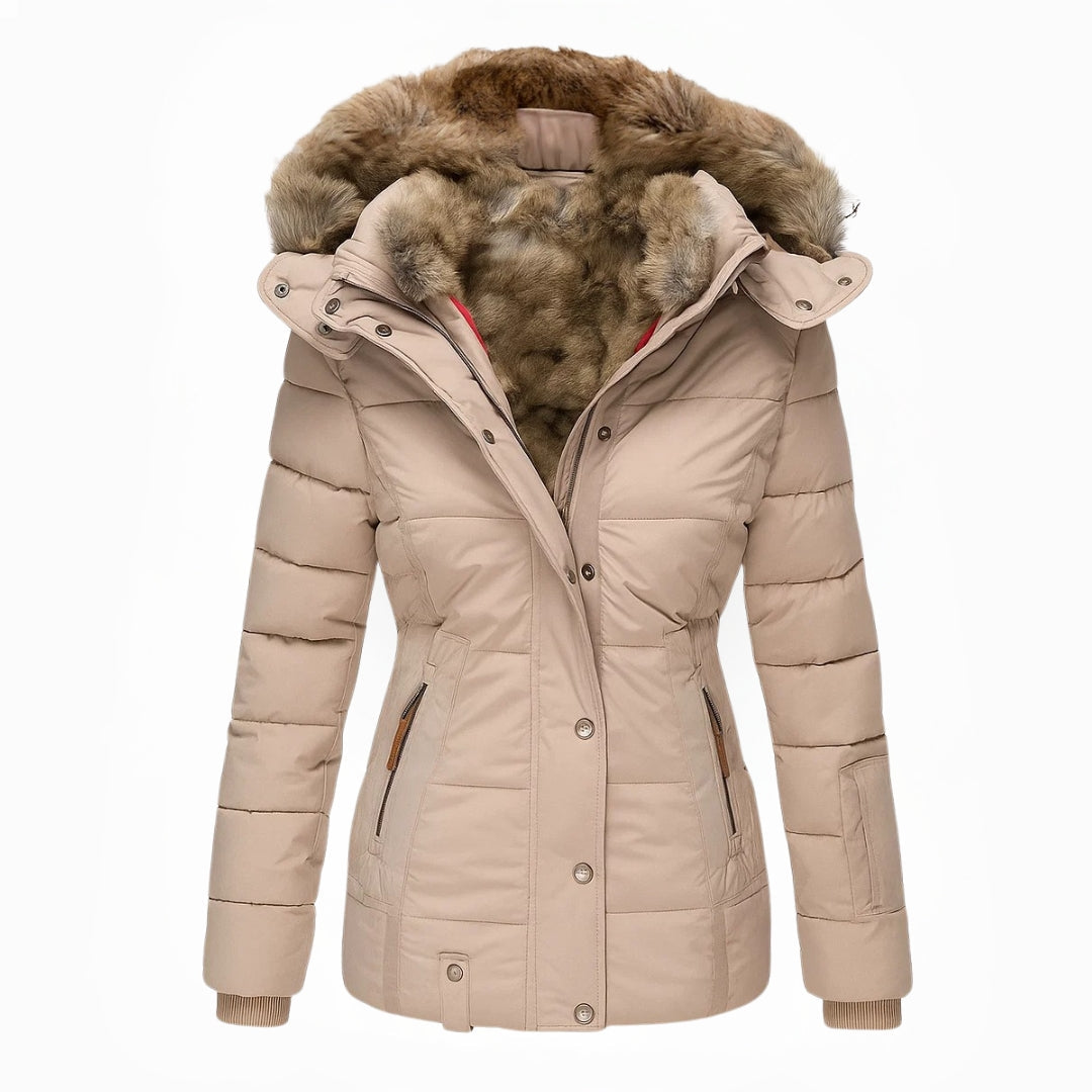 Heather Padded Winter Coat with Fur-Look Hood